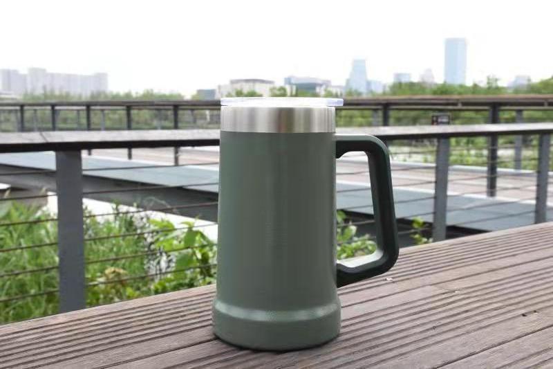 Double Wall 25oz  Stainless Steel Double Wall Vacuum Flasks Cup Tankard Beer Mug with HandleBeer Stein