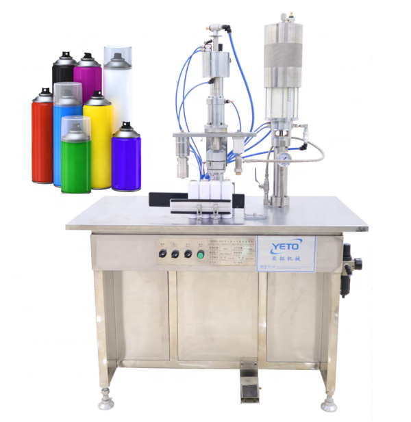 Semi automatic 3 in 1 aerosol can filling machine for air freshener sunscreen spray filling and sealing machine