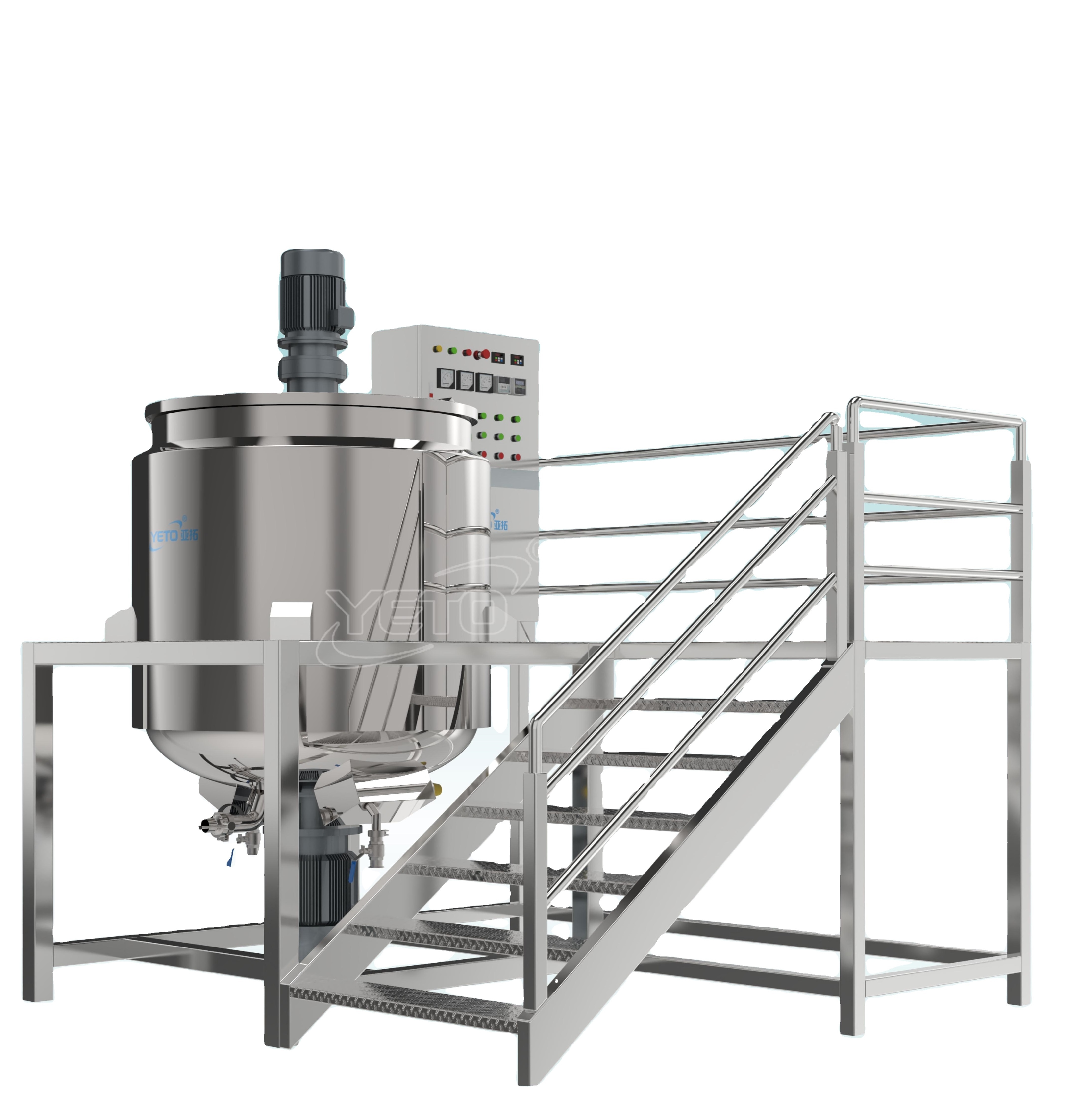 YETO 1000L homogenizer Mixer with Agitator tank for making liquid soap shampoo lotion gel electric heating mixing machine