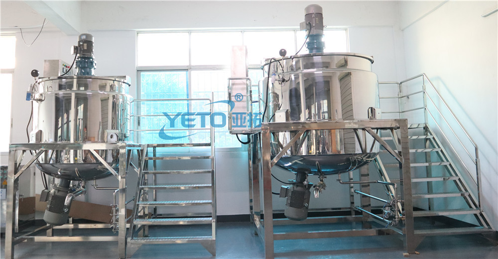 YETO 1000L homogenizer Mixer with Agitator tank for making liquid soap shampoo lotion gel electric heating mixing machine