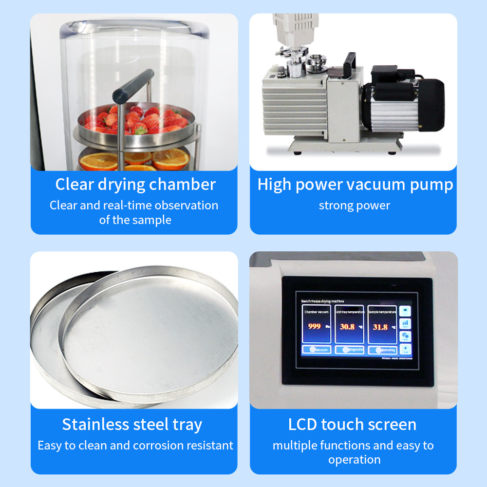 Yetuo LGJ-12B Vertical and movable Fruit  soil vegetable Home  Manual gland type Lyophilizer Vacuum freeze dryer machine