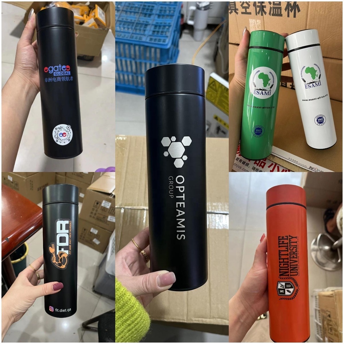 Custom Logo Smart Drinkware Vacuum Flask Stainless Steel Digital Termo Thermos LED Display Temperature Smart Water Bottle