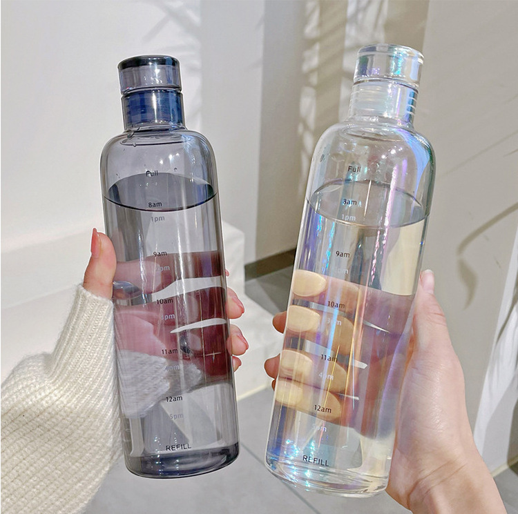 Yeway Hot sell 500ml/750ml reusable water bottle glass wholesale glass water bottles borosilicate glass water bottle with time