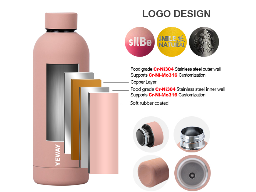 New Hit Product Free Sample In Stock Custom Logo 500ml Double Wall Sport Stainless Steel Insulated Drink Thermal Water Bottle