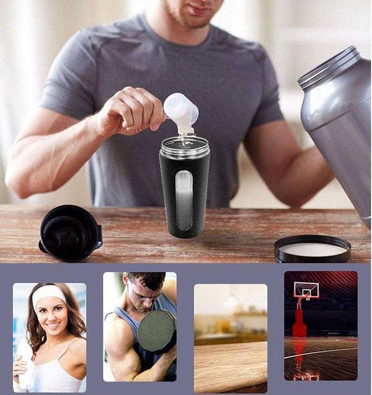 yeway hot sell wholesale double wall insulated protein shaker bottle stainless steel protein shaker bottle gym protein shaker