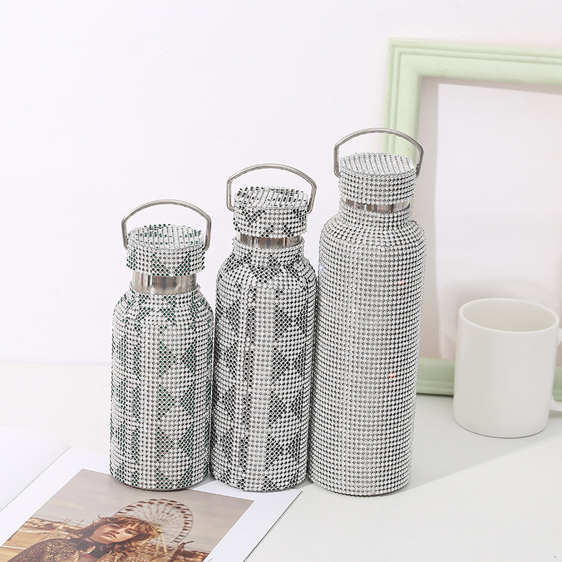 Stainless Steel New Vacuum Insulated Sparkling Tumbler Diamond Rhinestone Bottle Party Bling Diamond Water Bottle