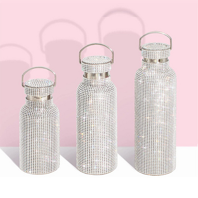 Stainless Steel New Vacuum Insulated Sparkling Tumbler Diamond Rhinestone Bottle Party Bling Diamond Water Bottle