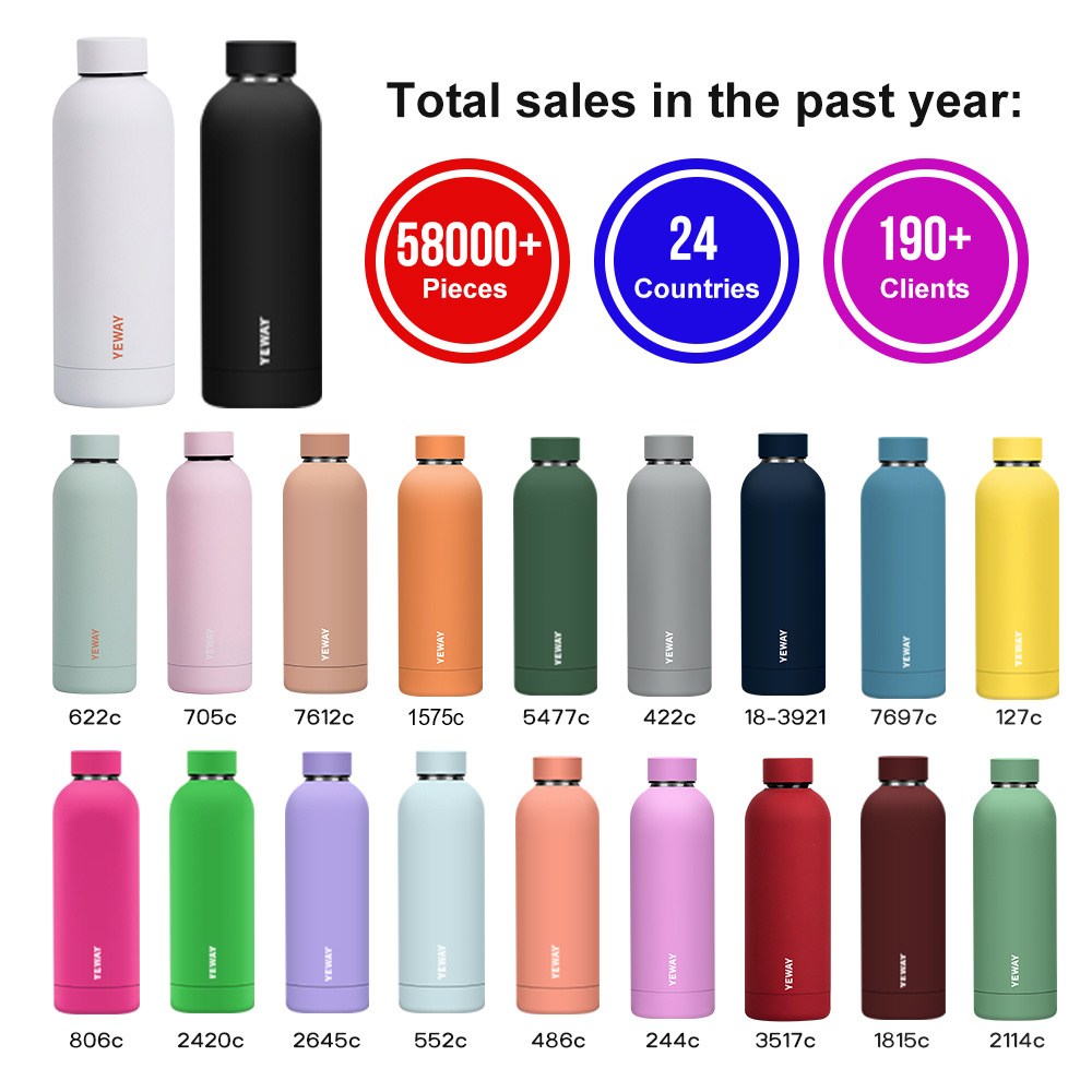 Yeway Ecofriendly Reusable botella de agua water bottle directly sell double wall stainless steel custom yoga sport water bottle