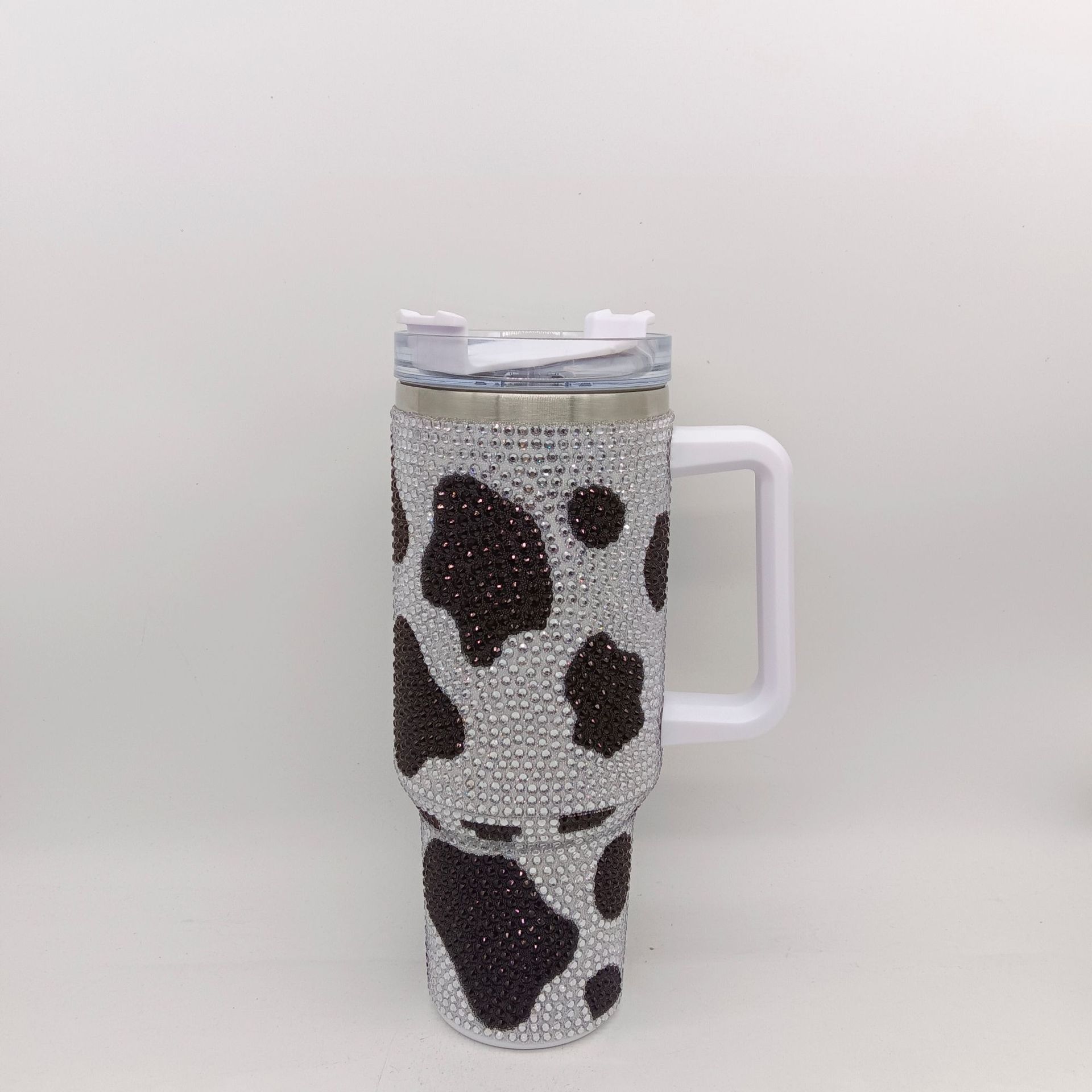 Yeway Oem/Odm Tasses Cafe Custom Vacuum Stainless Steel Iced Water Cup Mug Water Bottle Leopard Paw Cow Rhinestone 40 Oz Tumbler