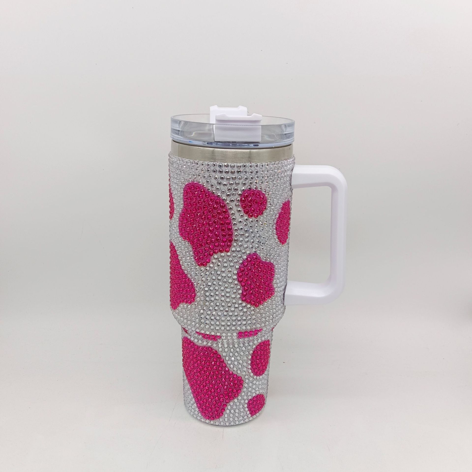 Yeway Oem/Odm Tasses Cafe Custom Vacuum Stainless Steel Iced Water Cup Mug Water Bottle Leopard Paw Cow Rhinestone 40 Oz Tumbler