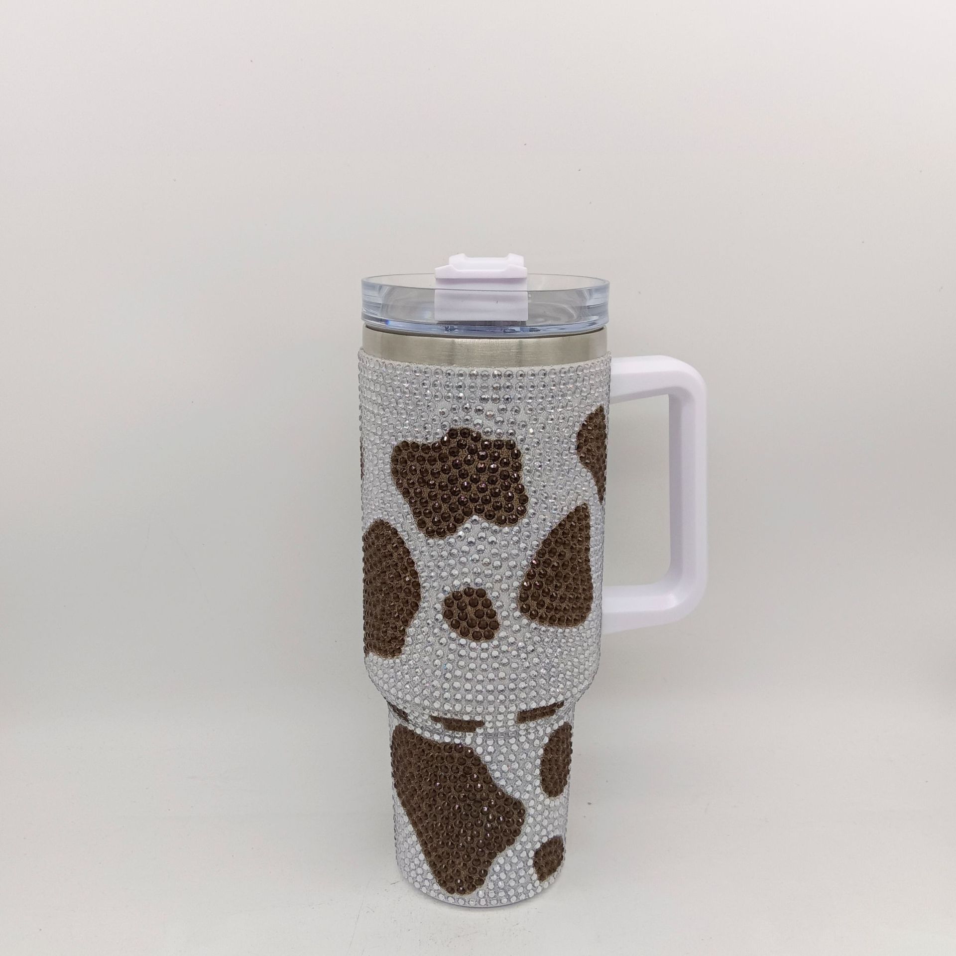 Yeway Oem/Odm Tasses Cafe Custom Vacuum Stainless Steel Iced Water Cup Mug Water Bottle Leopard Paw Cow Rhinestone 40 Oz Tumbler