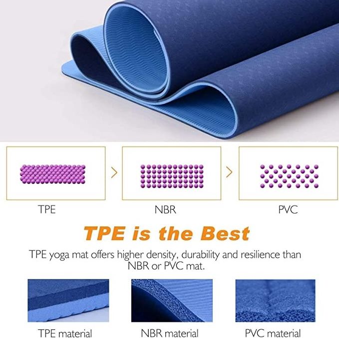 Yeway Yoga Mats Custom Logo Durable Double-Layer Tpe Custom Yoga Mat Degradable Non-Toxic Material 6Mm Non-Tear