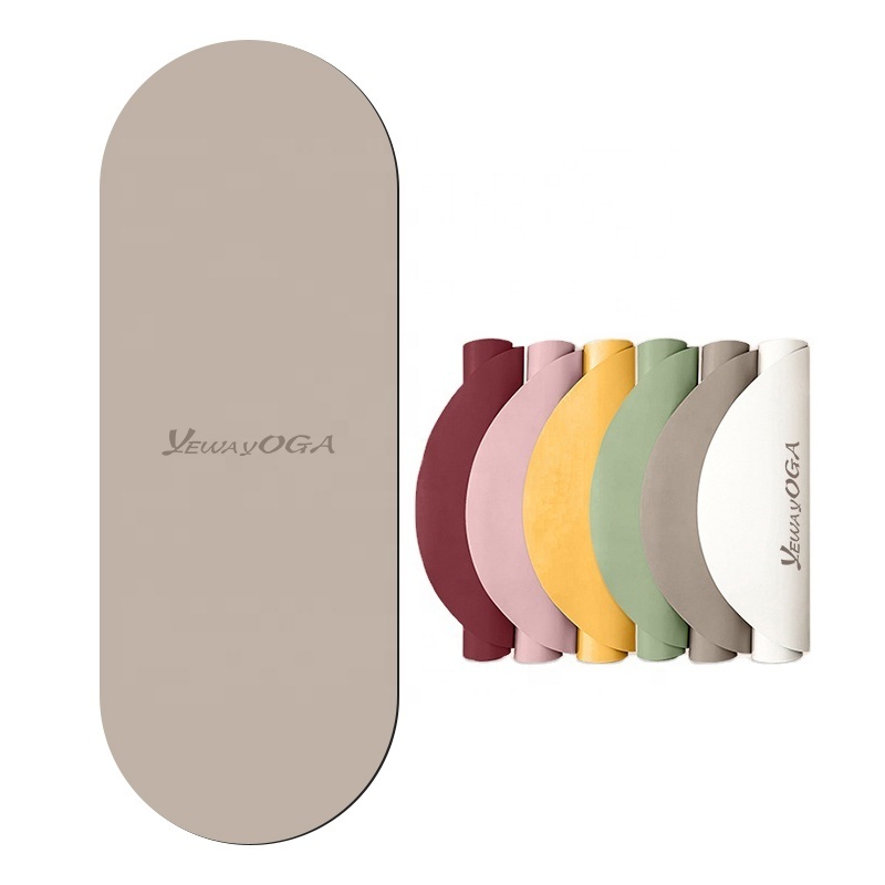 Milk Tea Beige Sand Nude Arch Oval Curve Shaped Rounded Oval Pilates Yoga PU Natural Rubber Yoga Mat with Custom logo