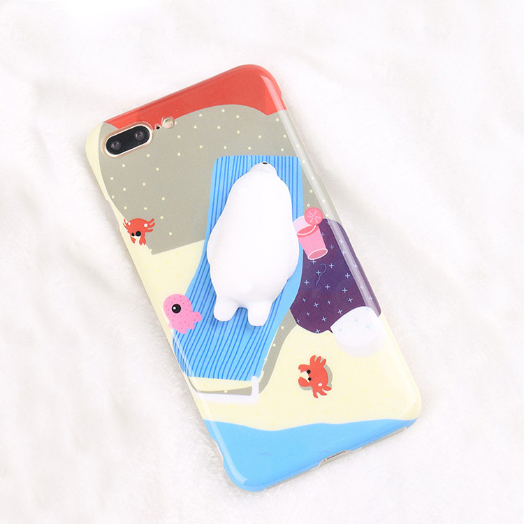 Lovely 3D squeeze squishy lazy cat silicone phone casing cellphone case for iphone soft TPU cover