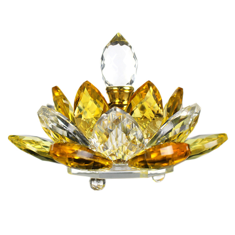 High Quality Cutting Crystal Lotus Flower Design Attar Oil Perfume Bottle for Luxury Brand