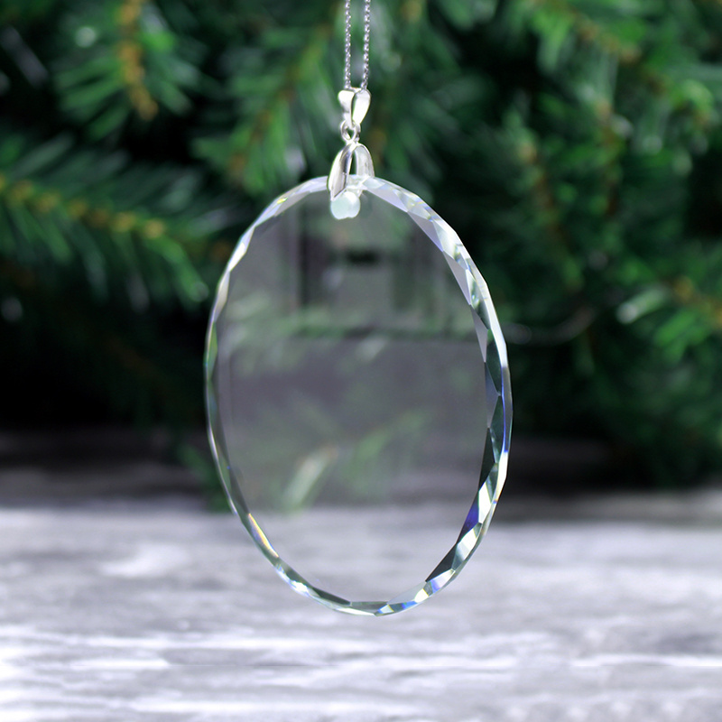 Round Clear Glass Ornament Blank Hanging Christmas Crystal Ornament Blank Wholesale