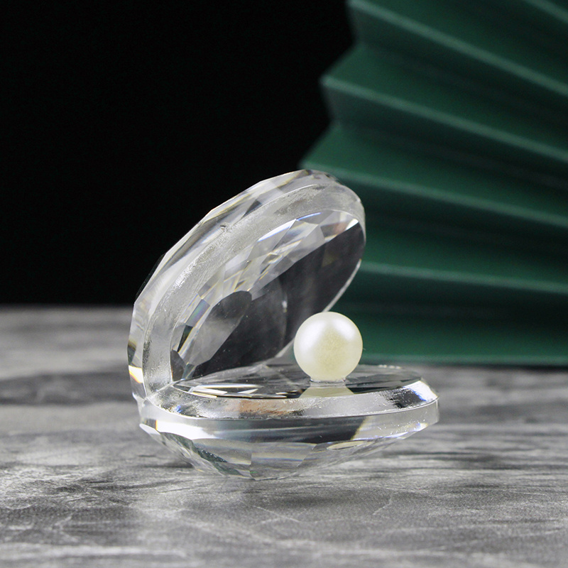 Cute Baby Gifts Clear Mussel Crystal Shell Pearl Glass Oyster Figurine For Baby Shower Gift Set