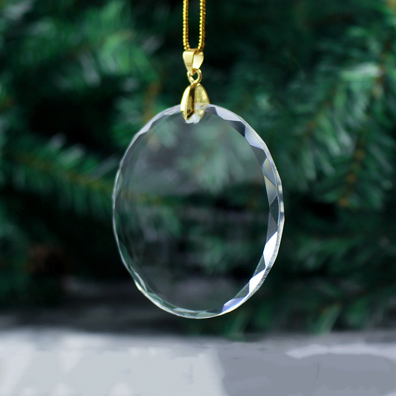 Round Clear Glass Ornament Blank Hanging Christmas Crystal Ornament Blank Wholesale