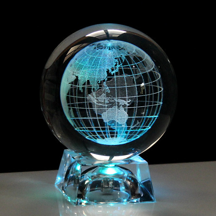 Round Ball Engraving Glass World Globe Crystal Earth Ball Graduation Memorial Souvenirs