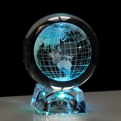 Round Ball Engraving Glass World Globe Crystal Earth Ball Graduation Memorial Souvenirs