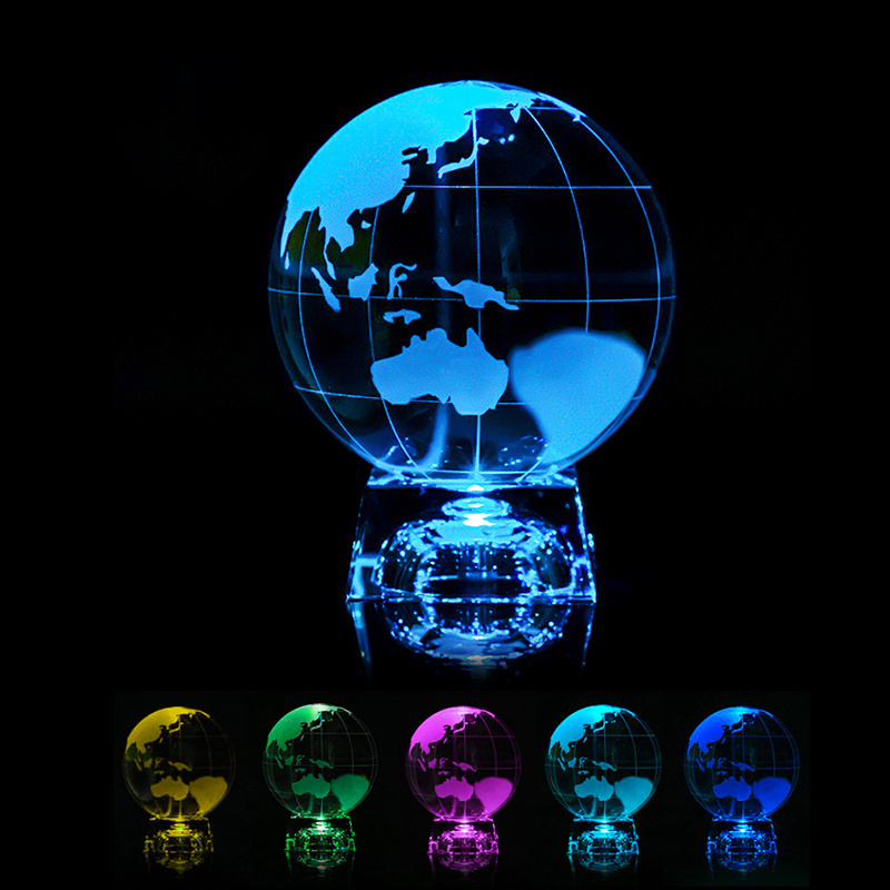 Round Ball Engraving Glass World Globe Crystal Earth Ball Graduation Memorial Souvenirs