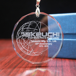 Top Quality Round Christmas Hanging Flat Glass Pendant Ornament With Logo Custom