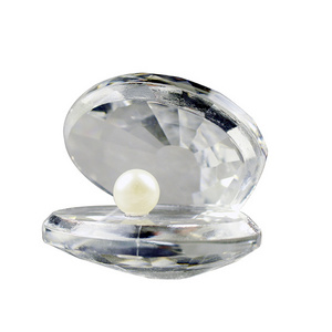 Cute Baby Gifts Clear Mussel Crystal Shell Pearl Glass Oyster Figurine For Baby Shower Gift Set