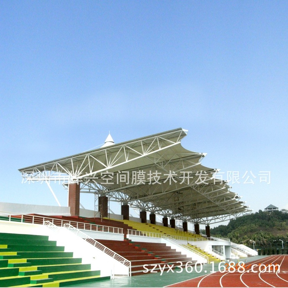 Outdoor Hotel Facade Sports Stand Waterproof Membrane Structure Canopy Sunshade Construction Manufacturer