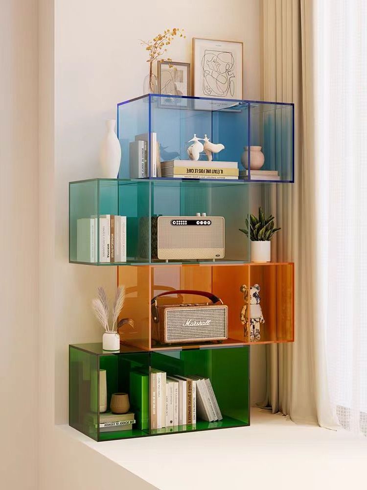 Custom Modern acrylic Cube book shoe handbag Cabinet  durable  multi layer cosmetic display rack