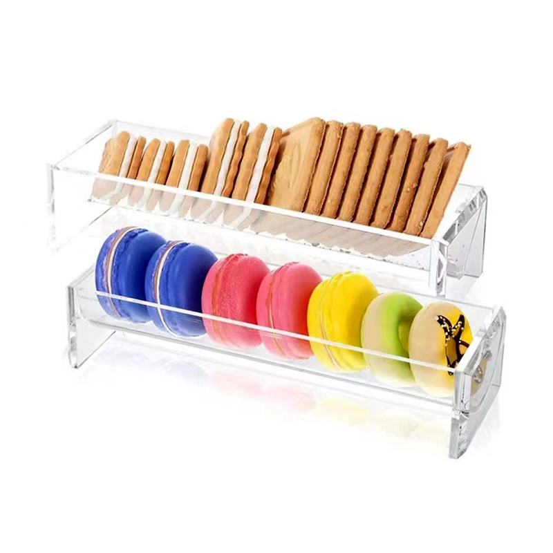 Wholesale restaurant dessert cookies rack custom bakery acrylic display acrylic macaron display trays