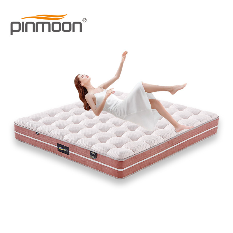 luxury mattress bed 5 star hotel king queen size memory foam pocket spring bed pink mattresses for sale