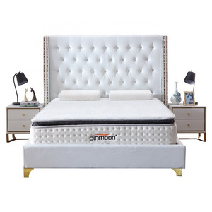 Luxury velvet Italian tufted king size upholstered bed with storage