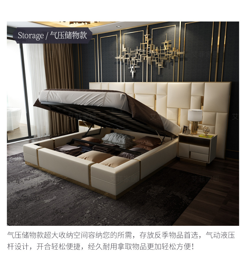 Italian royal hotel upholstered beds modern design luxury queen bedroom furniture set luxury king size bed