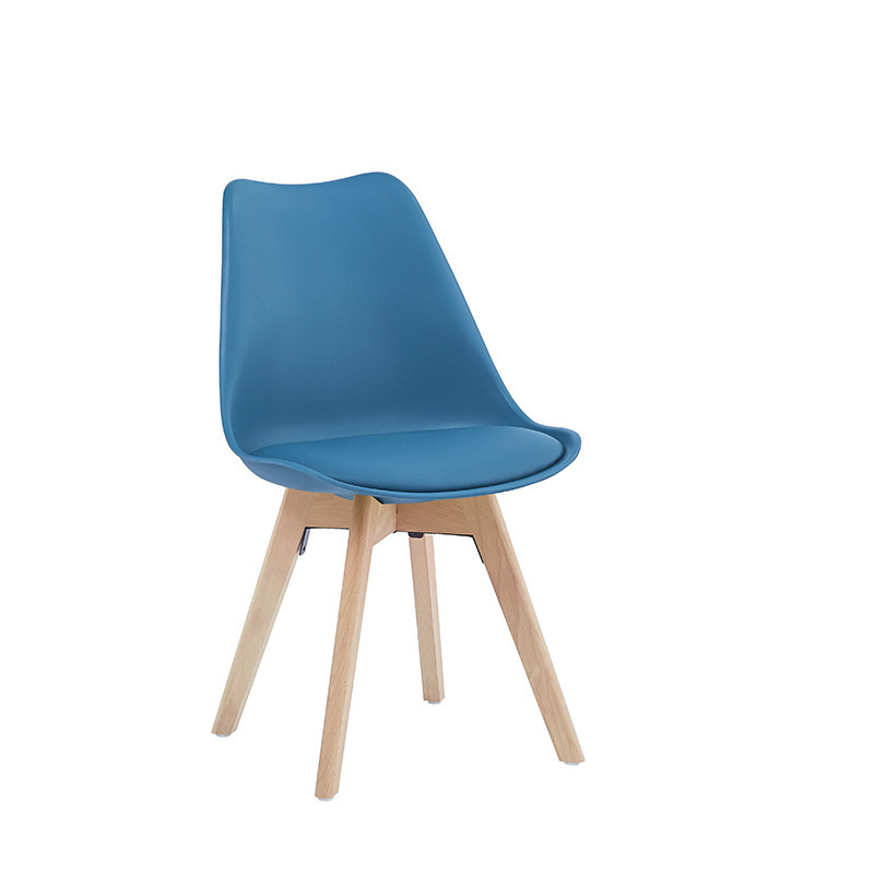 High quality Creative furniture nordic Wood Leg Restaurant plastic chair with pu cushion seat