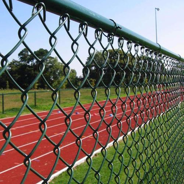 PVC coated chain link fence panels/Galvanized diamond wire mesh fence used for garden, sports, tennis