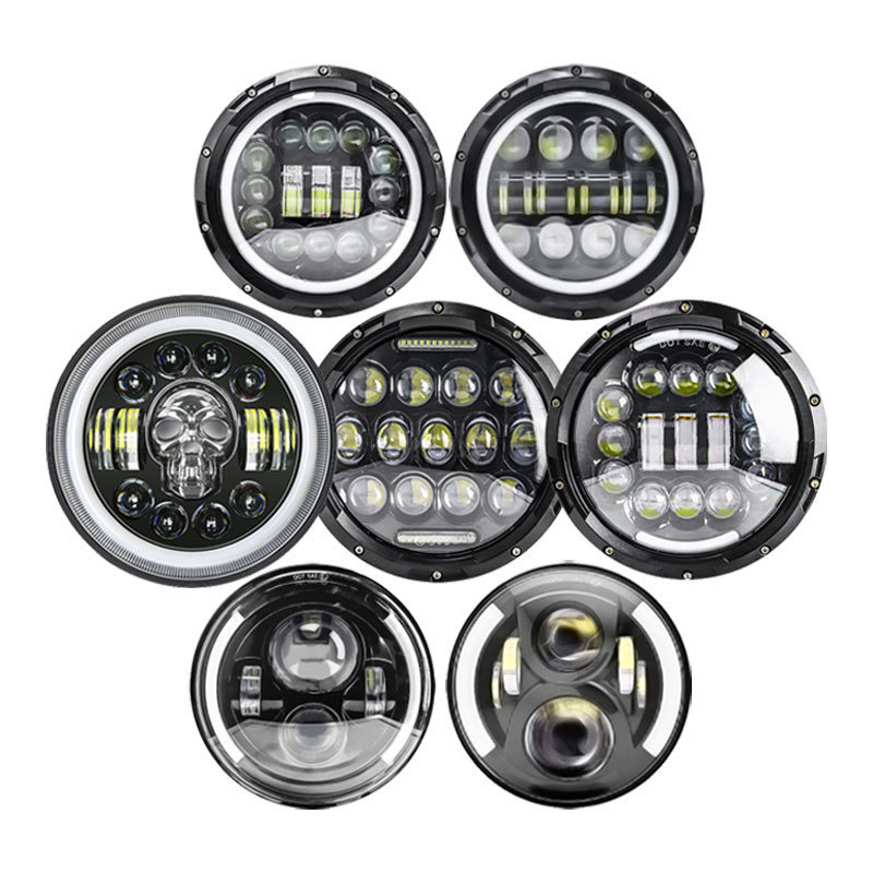 7 Inch Round high low beam led headlight motorcycle White Amber Angle Eyes DRL Turn Singal led headlights for jeep wrangler