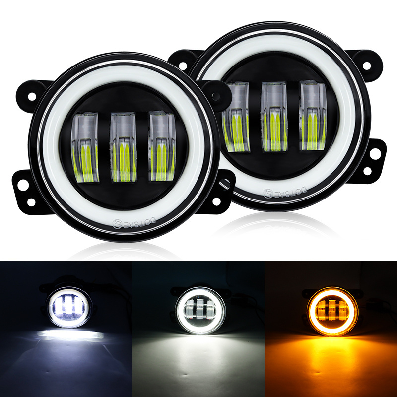 Wholesale 4 inch 3.5 inch 20000lm 60w angel eye led fog light DRL amber turn signal led work light car fog light