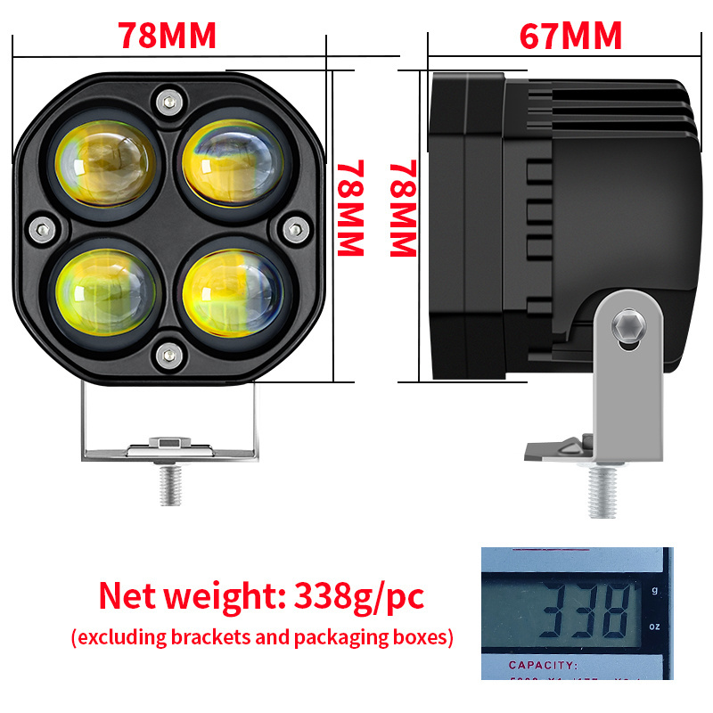 3 Inch Mini led work light Square 40W Car Yellow White dual color Spotlight 12V 24V fog lamp For Lada Truck 4X4 4WD Car