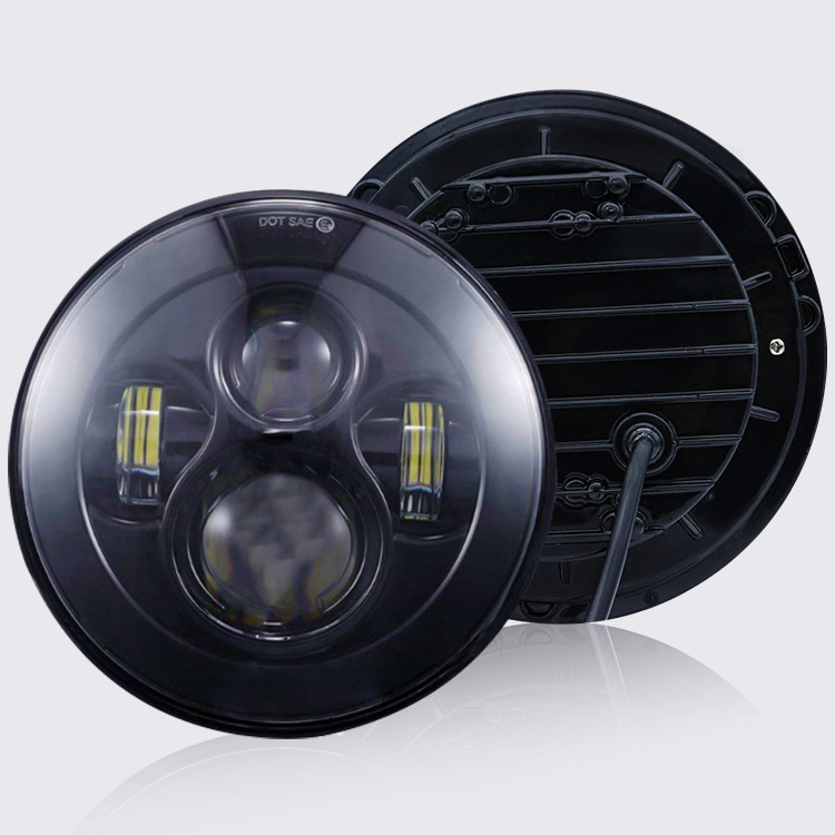 YIMEI 6000k 120W without aperture 7 inch led headlight four led auto head work light for Jeep Wrangler JL off road car