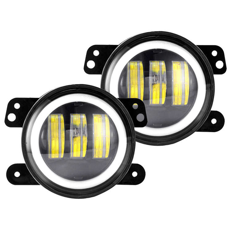 Wholesale 4 inch 3.5 inch 20000lm 60w angel eye led fog light DRL amber turn signal led work light car fog light