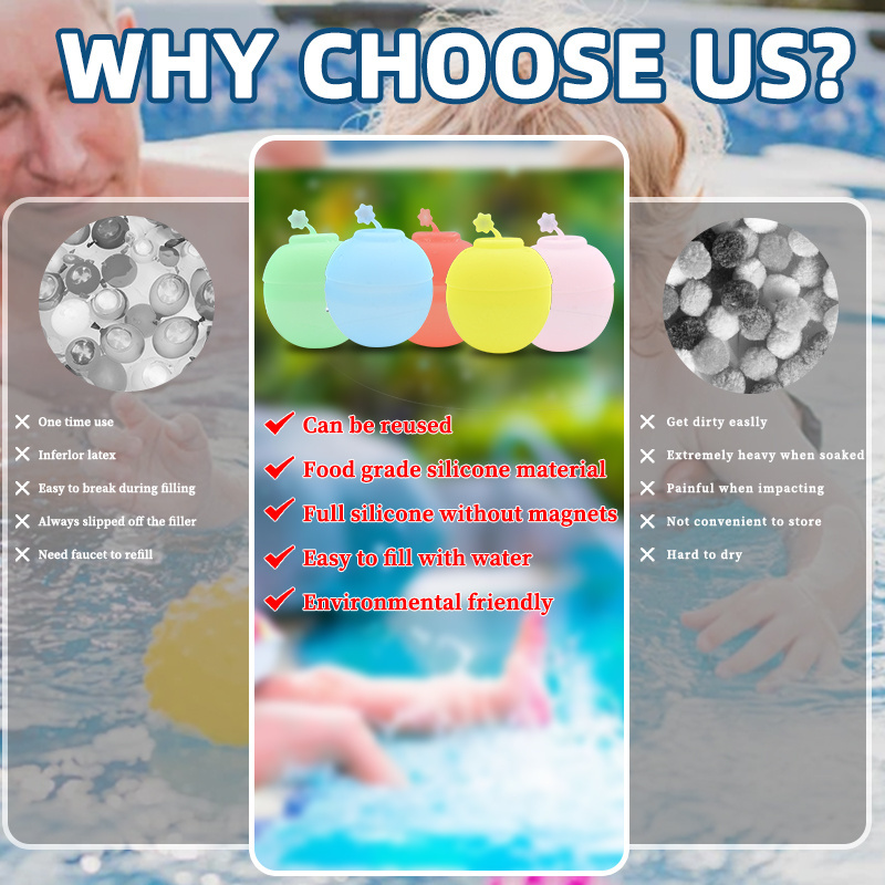 Kids Baby Silicone Water Balloons Toy No Magnets Water Bomb Balloons Reusable water balloons