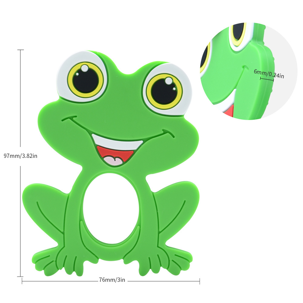 Custom Wholesale Manufacturer Rubber Teething Toys Jumping Frog Ring Toy Baby Teether