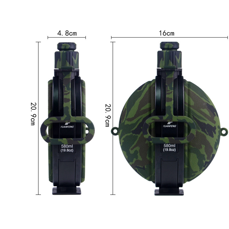 Sports Water Bottle with Camouflage Compass Outdoor Hiking Travel Silicone collapsible Water Bottle