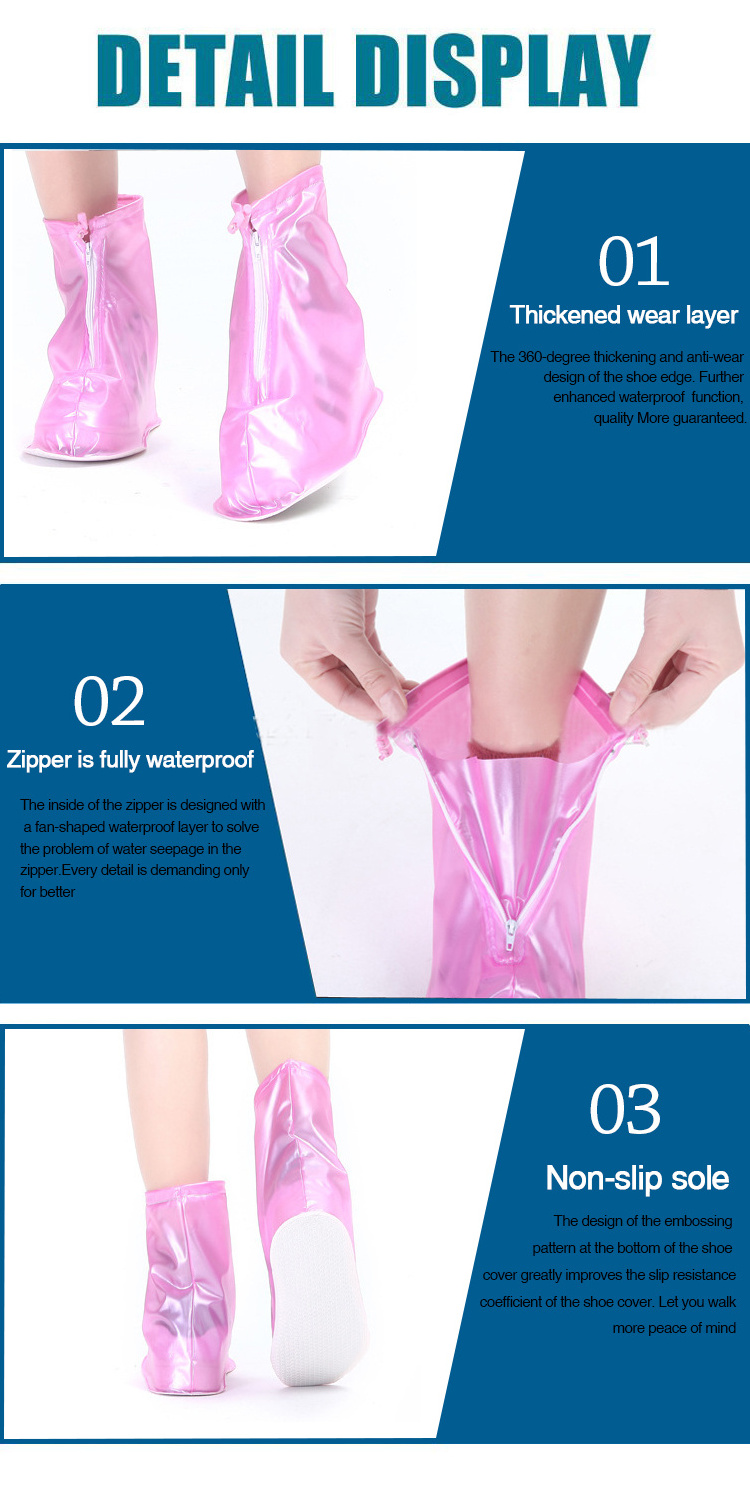 Hot Sale Clear Rain Boot Anti Slip Rainy Reusable Waterproof Rubber Silicone