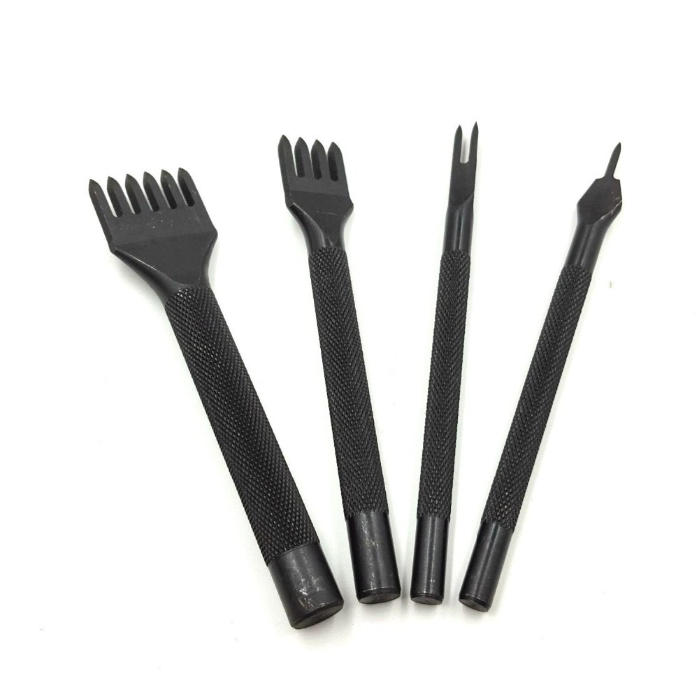 YIFENG 4mm 1/2/4/6 Prong DIY Diamond Lacing Stitching Chisel Set Leather Craft Hole Punch Tool Kits