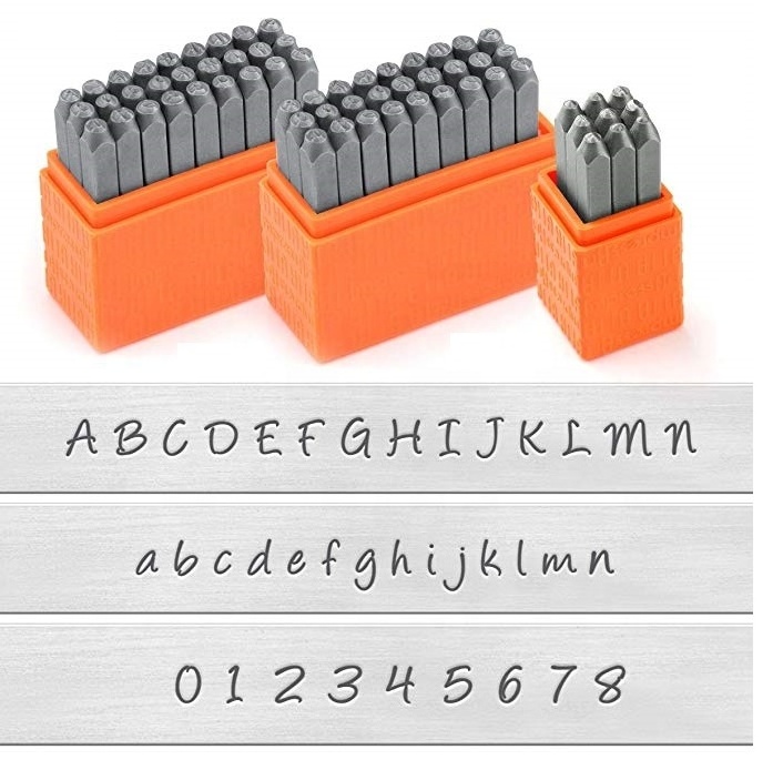 Alphabet stamping tools with Number and Letter Punch Kit professional for jewelry making.