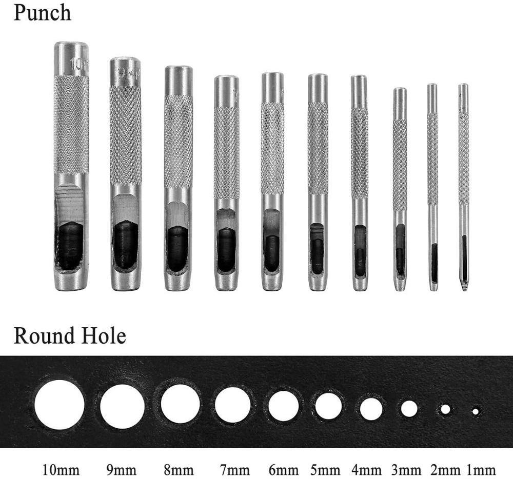 Round Hollow Leather Hole Punch Cutter tools set  for Leather Watch Bands Belts Canvas Paper Plastics Leathercraft Punch