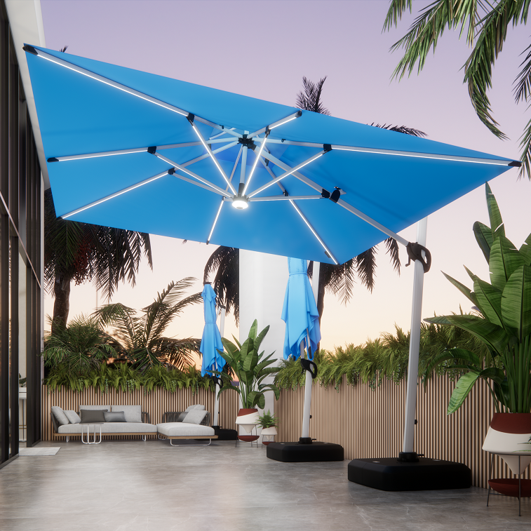 Outdoor shading parasol Garden Aluminium cantilever Solar Light Patio cantilever Umbrellas