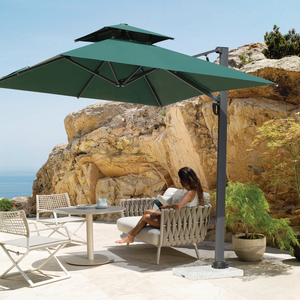 9.84 Feet Double Top Patio Umbrella Supplier Strong Wind Resist Sunshade Hydraulic Cantilever Umbrella