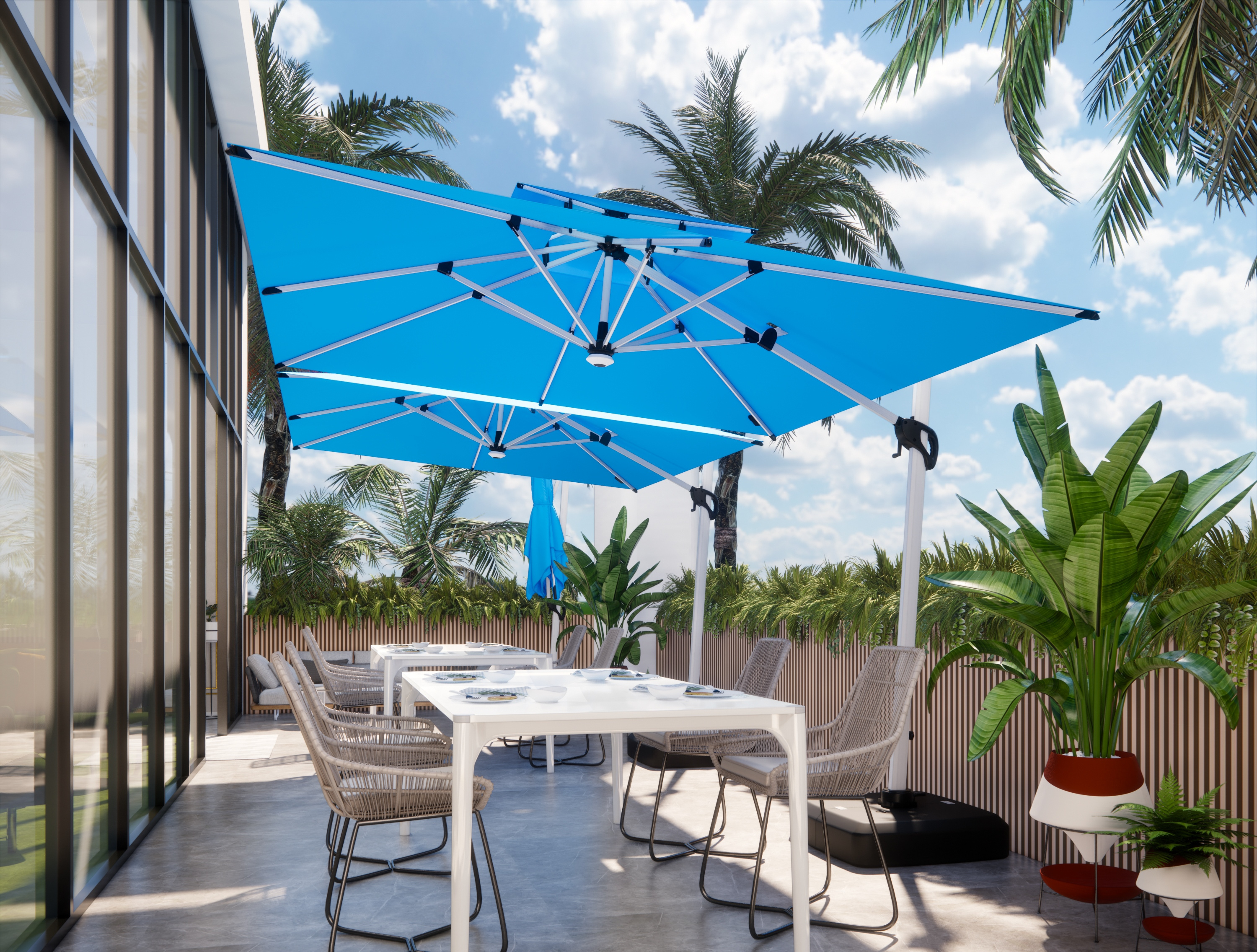 Garden Big Umbrella Deck Pool Patio Heavy Duty Roman Swimming Pool Umbrella Cantilever Offset Outdoor Outdoor Furniture 1.5m